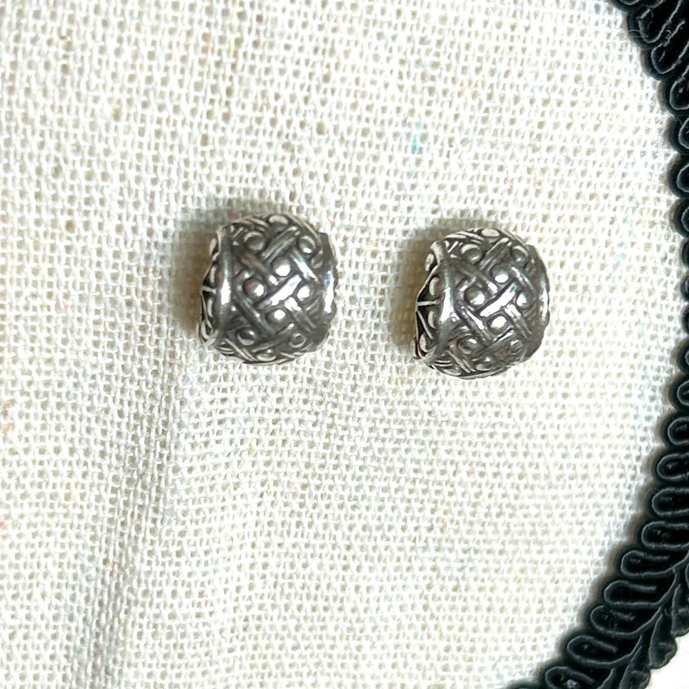 Brighton Jewelry Mini Basket Weave Post Earrings Vintage 1/2" No Backs